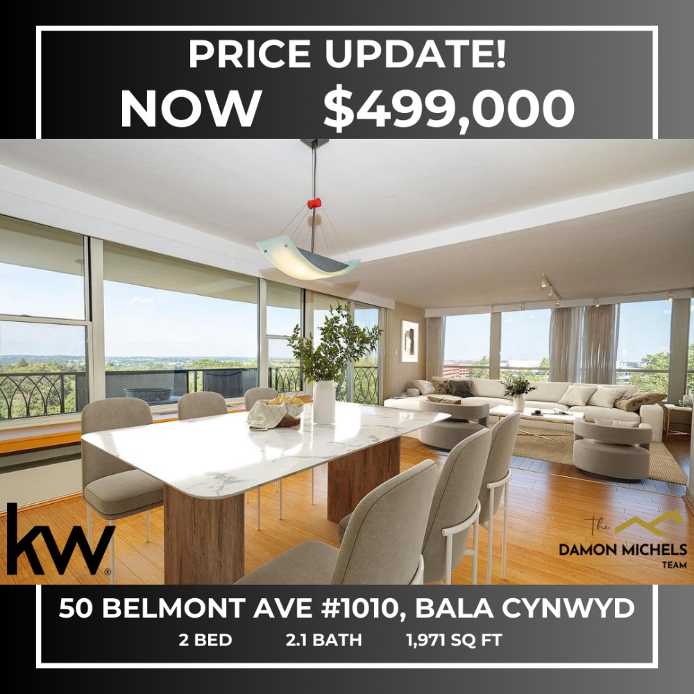 DamonMichels's tweet image. 📉 Price Improved! 📍 50 Belmont Ave #1010, Bala Cynwyd
Don’t miss this opportunity to own in a highly desirable Bala Cynwyd location. Schedule your showing today! #PriceImproved #BalaCynwyd #MainLineLiving #LowerMerion #RealEstateOpportunity #KWMainLine #TheDamonMichelsTeam