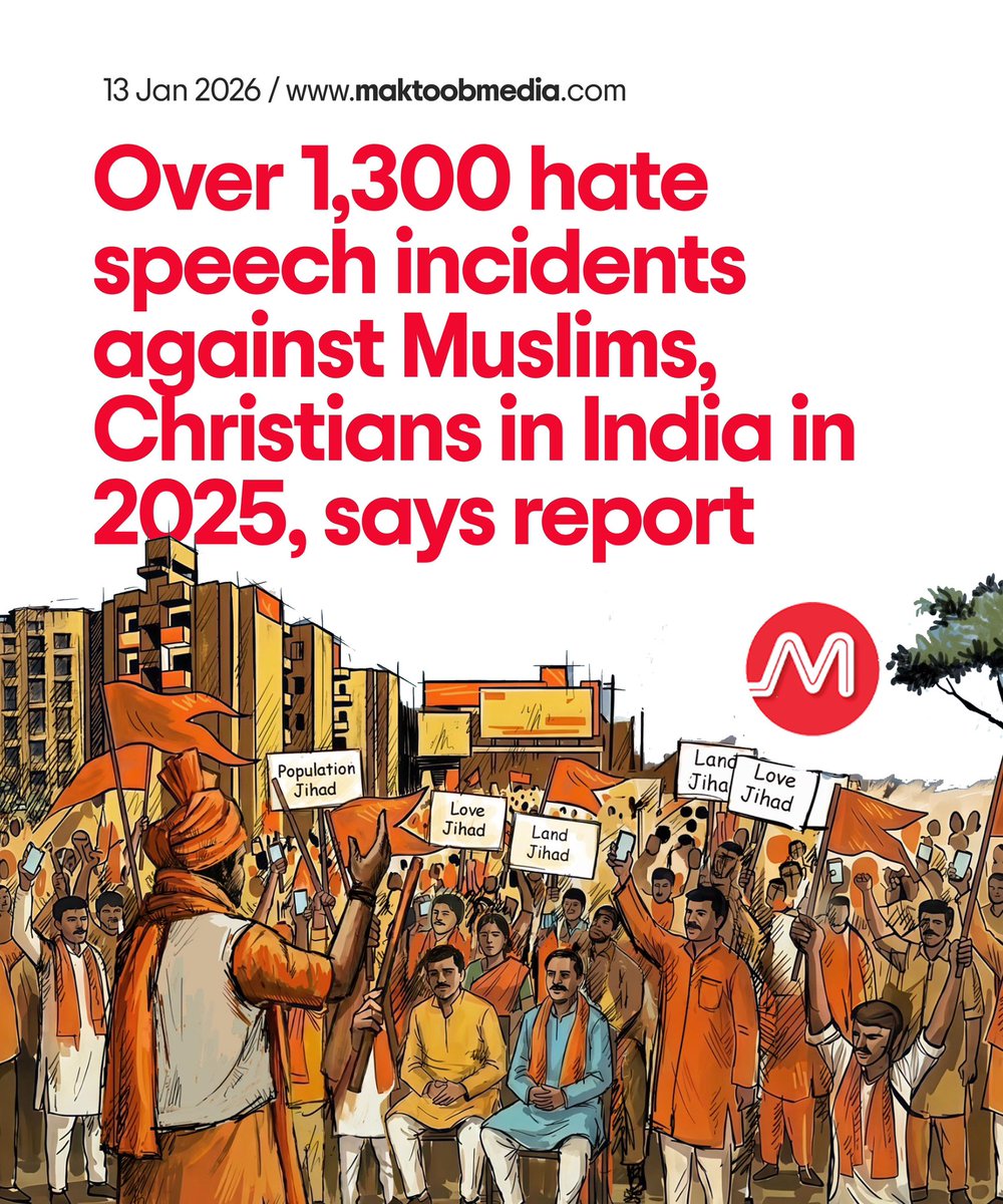 About 1,318 in-person hate speech events targeting religious minorities, primarily Muslims and Christians, were documented across 21 states in an annual report released by the India Hate Lab (IHL), a project of the Center for the Study of Organized Hate (CSOH).