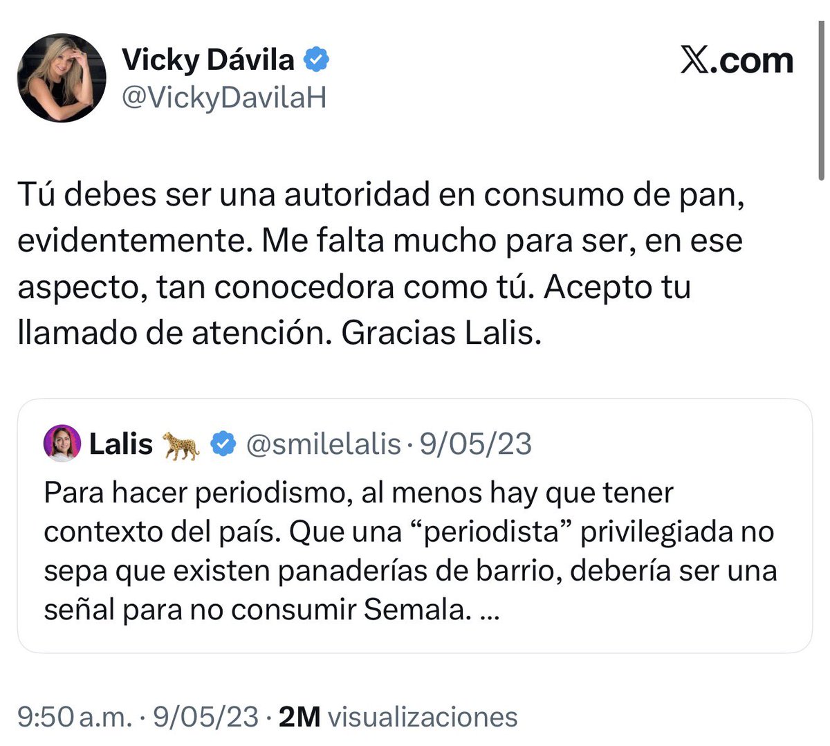 <a href="/UltimaHoraCR/">ÚltimaHoraCaracol</a> A la matoneadora de <a href="/VickyDavilaH/">Vicky Dávila</a> se le olvidó lo que dijo de Lalis