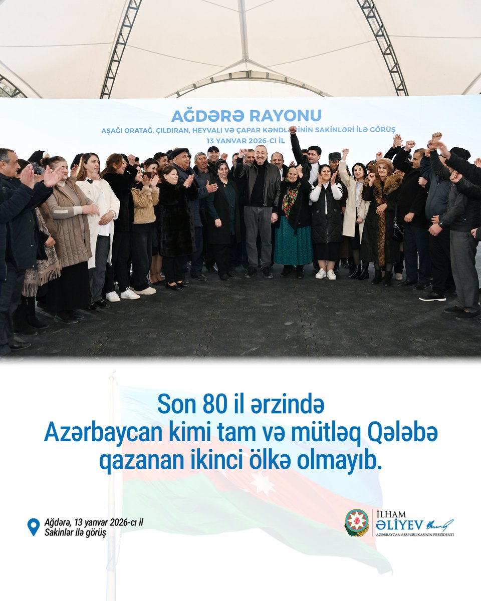 Son 80 il ərzində Azərbaycan kimi tam və mütləq Qələbə qazanan ikinci ölkə olmayıb. Müharibələr olub, münaqişələr olub, bu gün də davam edir. Amma heç biri tam və mütləq Qələbə ilə nəticələnməyib. Ancaq biz böyük xalq olaraq buna nail olduq, özü də cəmi 44 gün ərzində.