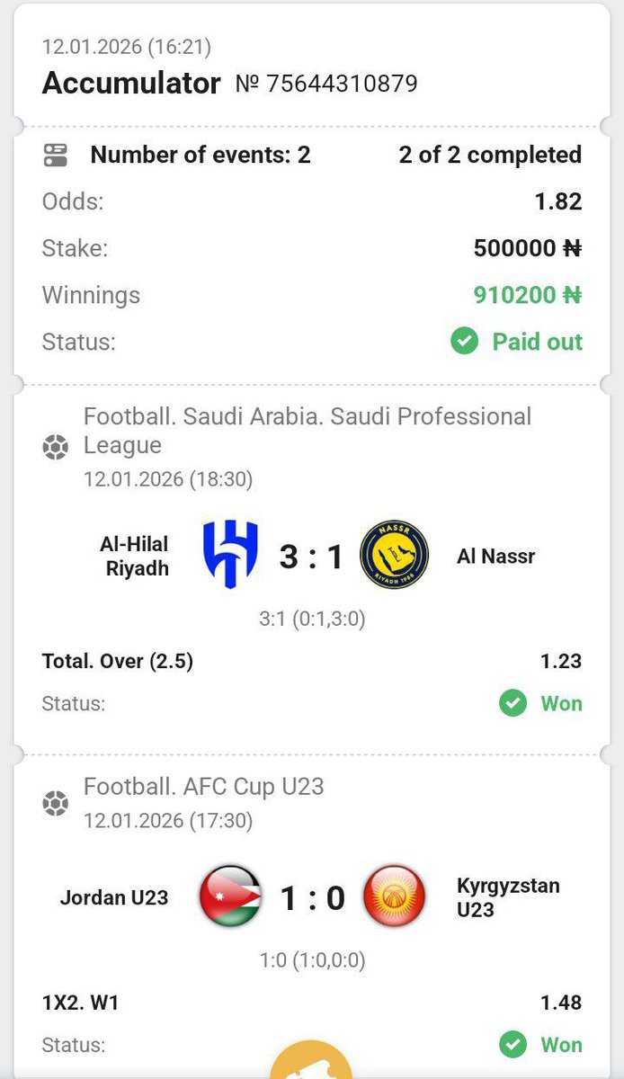 Kingsolomon_Jnr's tweet photo. ✅SecretBet Banker Won!!! 🔥

N910k smashed!!! 💲💰💲

🖥Register on SecretBet to WIN.🎉
➡️➡️ https://t.co/2RIlVD4pWJ 

Promo Code: KINGSOLOMONJNR 
🔔Use the promo code to get 100% welcome bonus.

👍👍👍👍👍👍👍⚠️ https://t.co/yzoFbvfstt