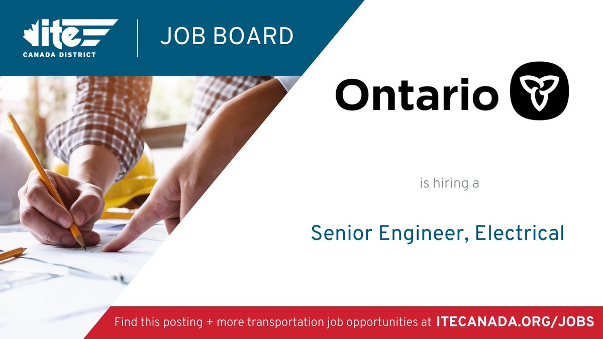 itecanada's tweet image. The @ONtransport is hiring for 2 English temporary contracts for Senior Engineer, Electrical. Find more info &amp;amp; link to apply at ITE Canada's #Job Board: bit.ly/4bxXdcF
#transportation #electricalengineer #trafficmanagement #trafficsystems #jobsearch