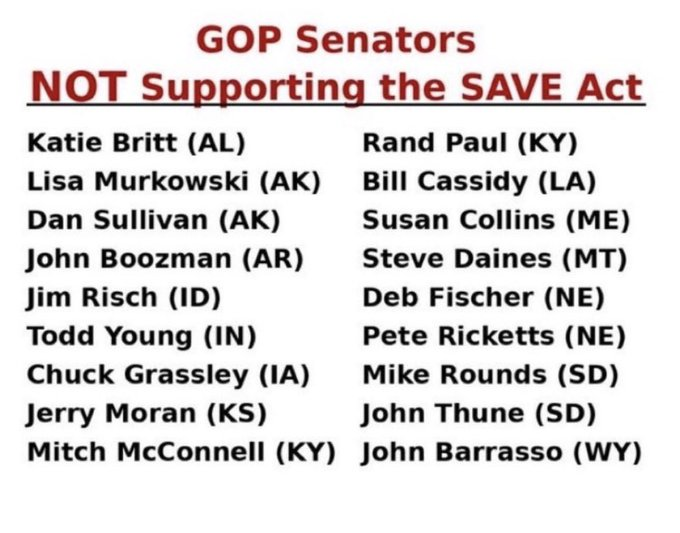 kate_p45's tweet photo. Why is @ChuckGrassley not supporting the SAVE Act? https://t.co/v5aqKqtZcB