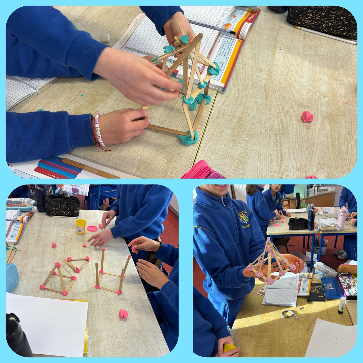 snpballyroan's tweet photo. Ms. Carroll's 3rd Class have been busy in Maths class, building pyramids!
#handson #3Dshapes https://t.co/am8oMCegxP