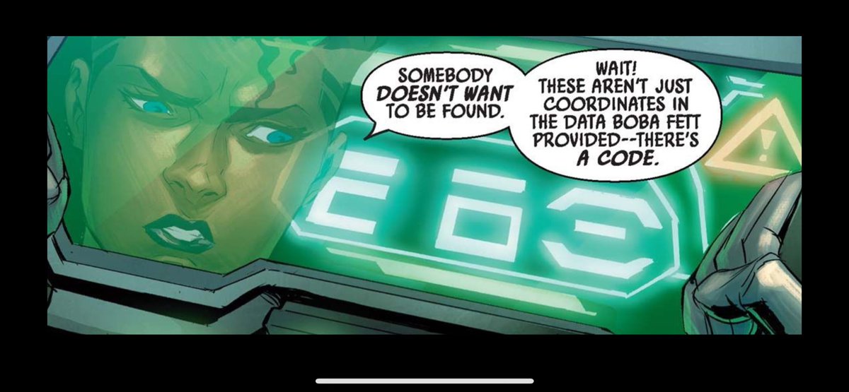 When read at face value, the broadcast code Khel discovers reads:

“[no match] 6B”

However, when flipped it reads:

“B92”

STAR WARS: BOUNTY HUNTERS (2023) ISSUE #37