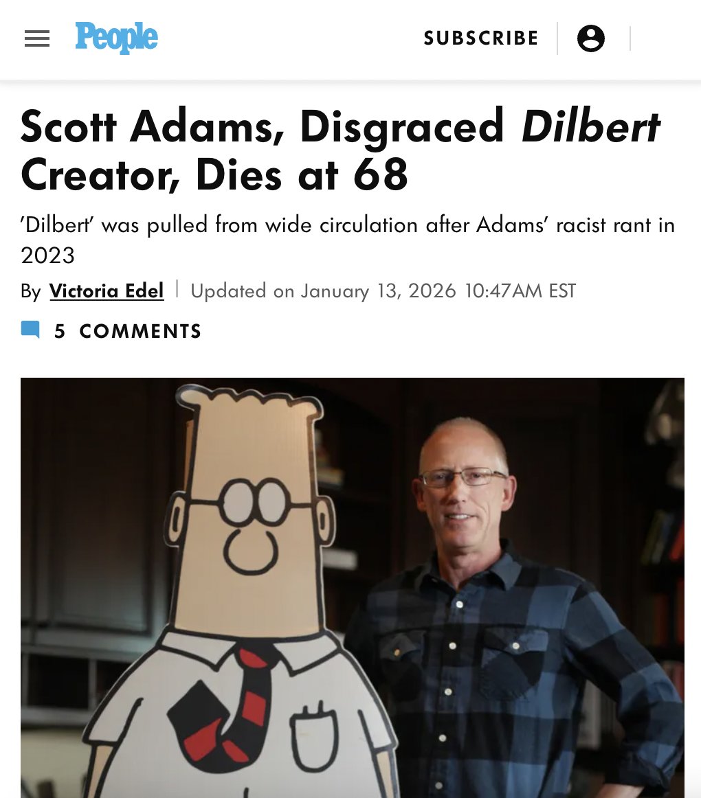 🚨 THIS is how People magazine decided to cover Scott Adams' death today.