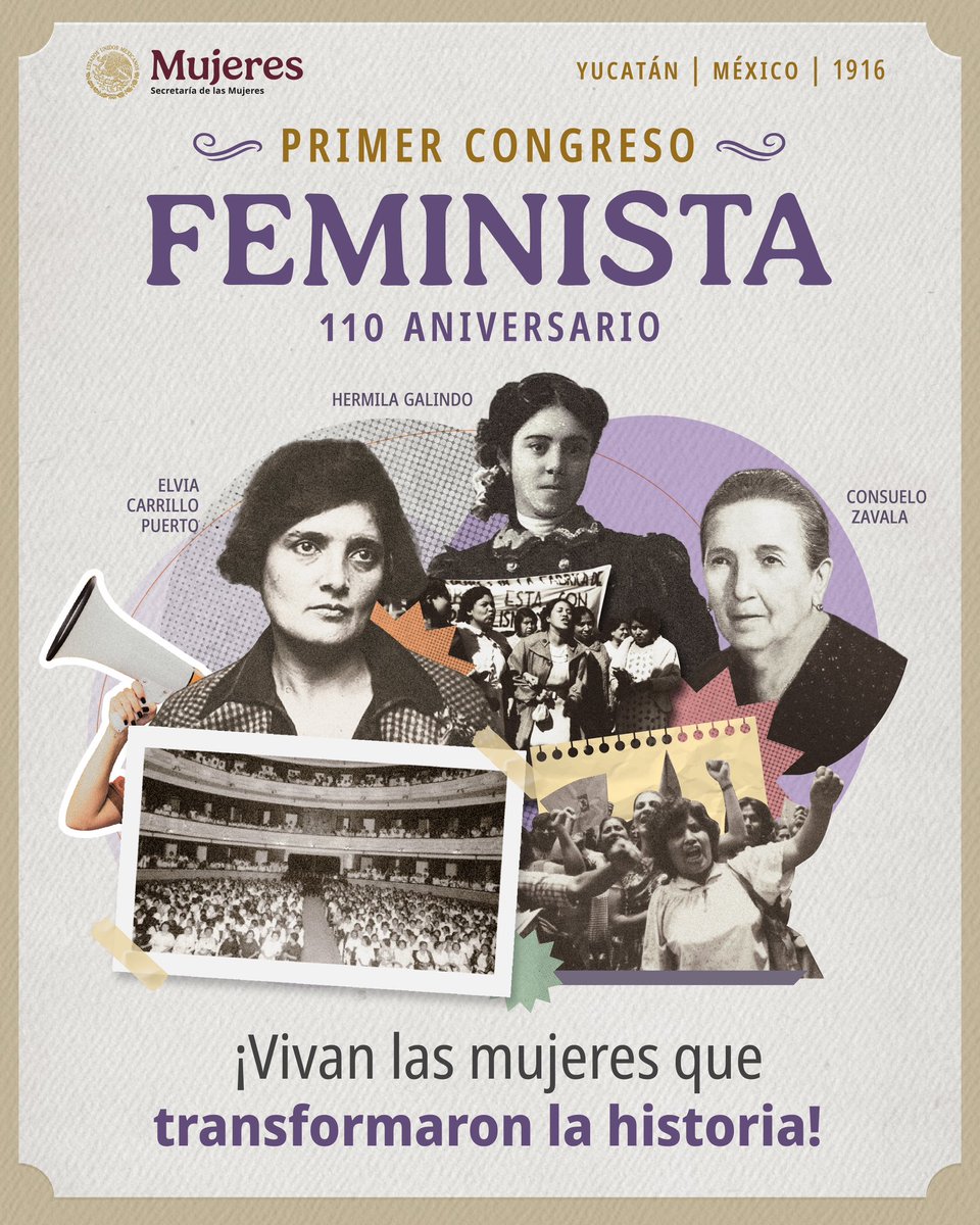 📜 Juntas continuamos escribiendo la historia.

El Primer Congreso Feminista en Yucatán de 1916 marcó un antes y un después en la lucha por los derechos de las mujeres en México, abrió el debate público sobre educación, ciudadanía e igualdad.

Las mujeres alzaron la voz y
