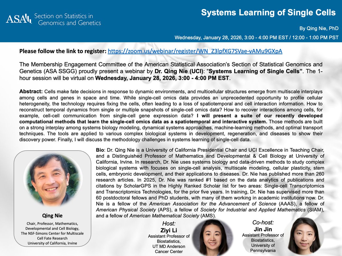 ASA Section on Statistics in Genomics and Genetics tweet media