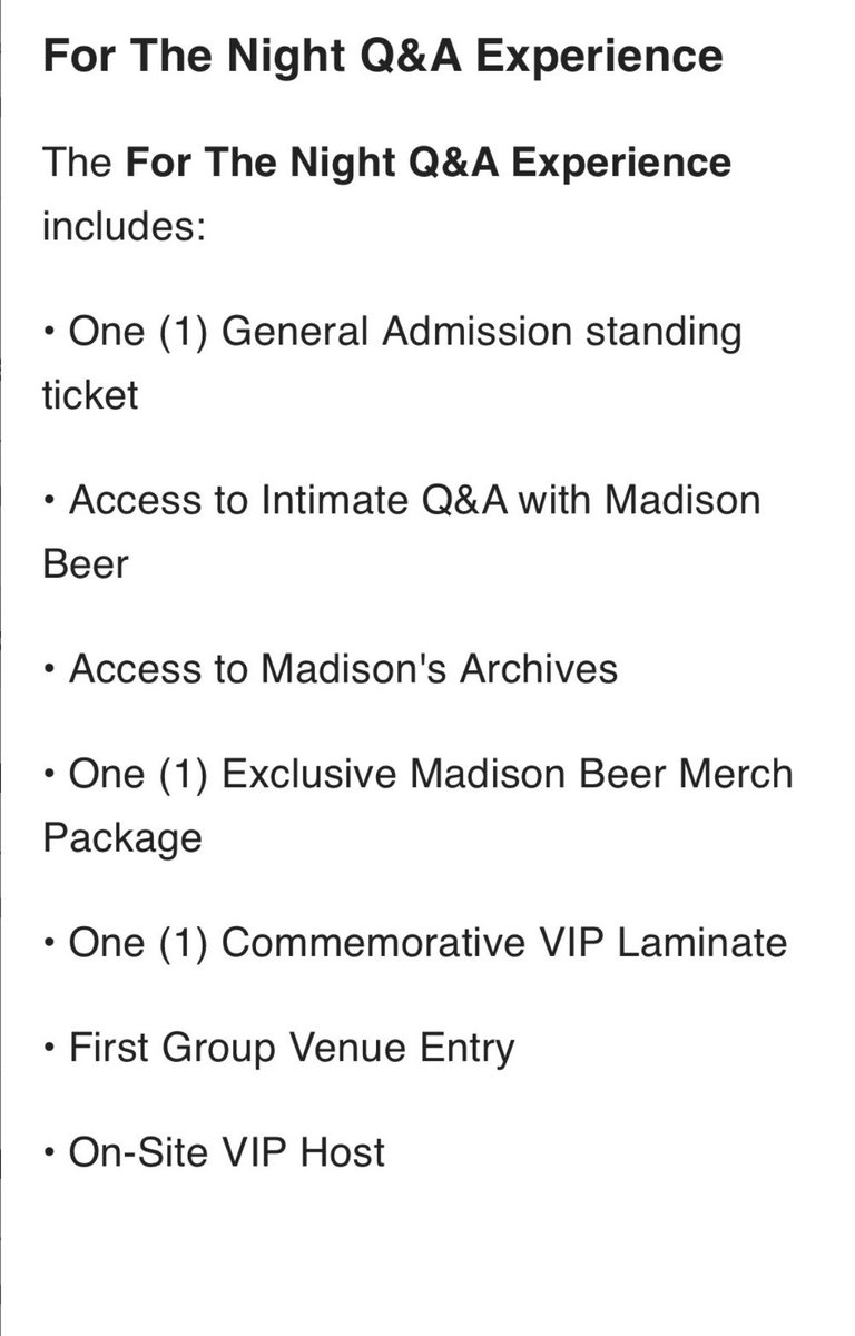 badfcrbusiness's tweet image. VIP FOR MADISON BEER’S LOCKET TOUR!