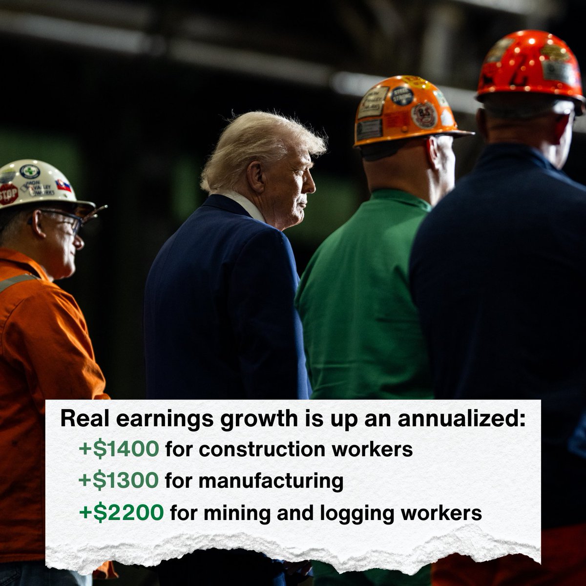 USTradeRep's tweet image. Blue-collar workers are seeing the largest wage increases as President Trump’s tariff program protects and incentivizes domestic production.