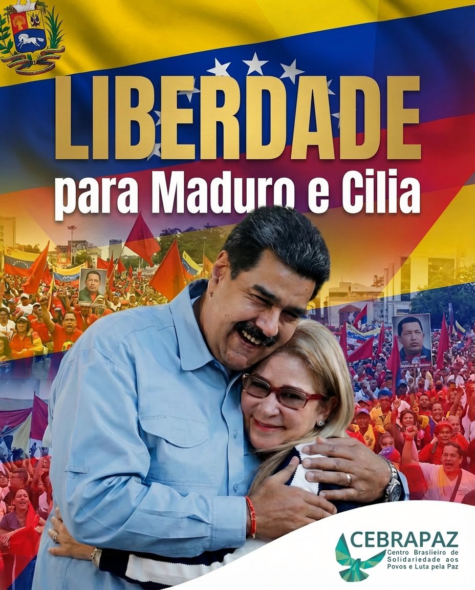 CebrapazBR's tweet photo. 🇻🇪 LIBERDADE PARA MADURO E CÍLIA

O Cebrapaz 🕊️ reafirma a defesa incondicional da independência e soberania da Venezuela e da América Latina! ✊🏽 https://t.co/vtxJBKMLRj
