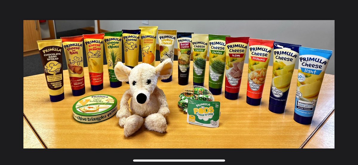 when i was a little autistic child i had a phase of being obsessed with the mouse mascot on tubes of primula cheese. the mascot isn’t on the tubes anymore, but i remembered it so i emailed them. anyway they got back to me and i am so happy right now. look at how adorable it is.