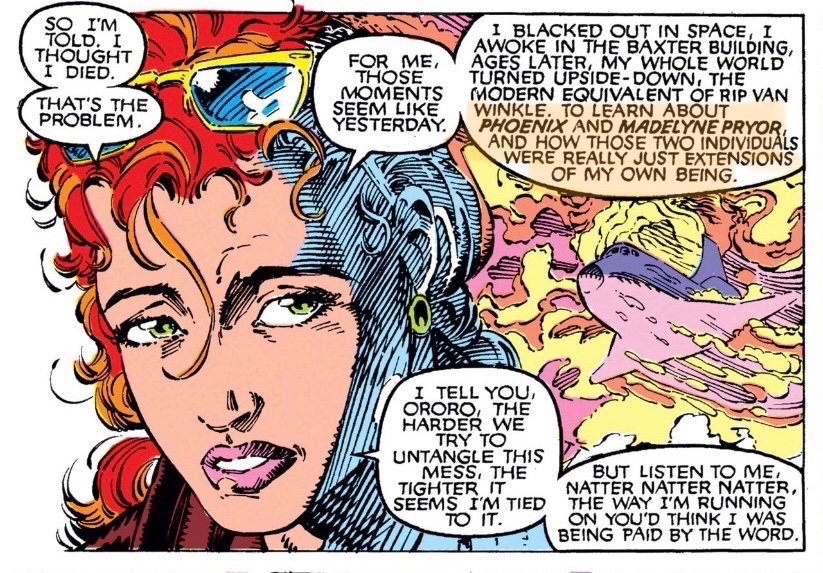 Jean_RED_Grey's tweet image. He also revealed that Madelyne was really Jean all along during Inferno, X-Tinction Agenda, and... ❤️‍🔥 #XSpoilers