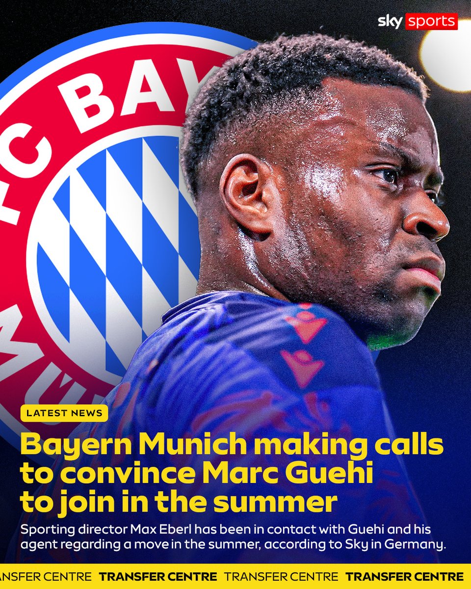 SkySportsPL's tweet image. Bayern Munich have joined Manchester City, Liverpool and Arsenal in the race to sign Marc Guehi on a free transfer in the summer 👀🚨