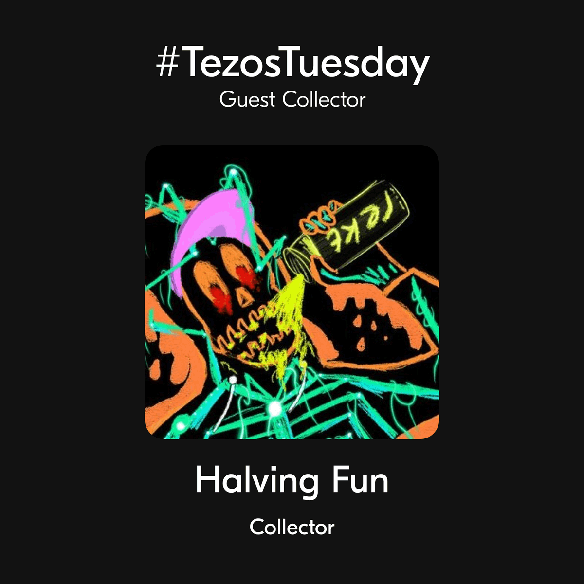 tezos's tweet image. Happy #TezosTuesday!

This week, @halving_fun will collect 500 tez worth of art from the replies and through his own exploring 🔍 Share your work👇

Halving Fun has collected over 7000 NFTs since October 2021.
