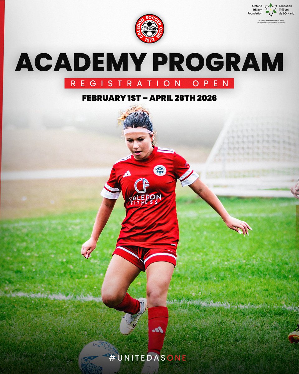 CaledonSC's tweet image. 📣 It’s not too late to join!

Cardinal Academy starts soon — register now and don’t miss your chance to develop your skills this winter.

Cardinal Academy is made possible with the generous support of @ontrillium.

#UnitedAsOne #CaledonCommunity #CaledonSoccer
