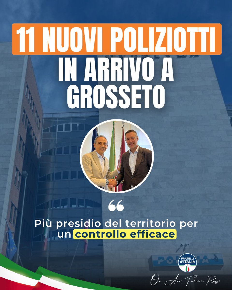 👮‍♂️ 216 poliziotti in più in #Toscana.
Risorse vere, non annunci.
Anche #Grosseto beneficia del potenziamento con 11 nuove unità.
Lo Stato torna presente sul territorio.
Questa è la differenza tra chi governa e chi ha voltato le spalle.
#Sicurezza #FdI