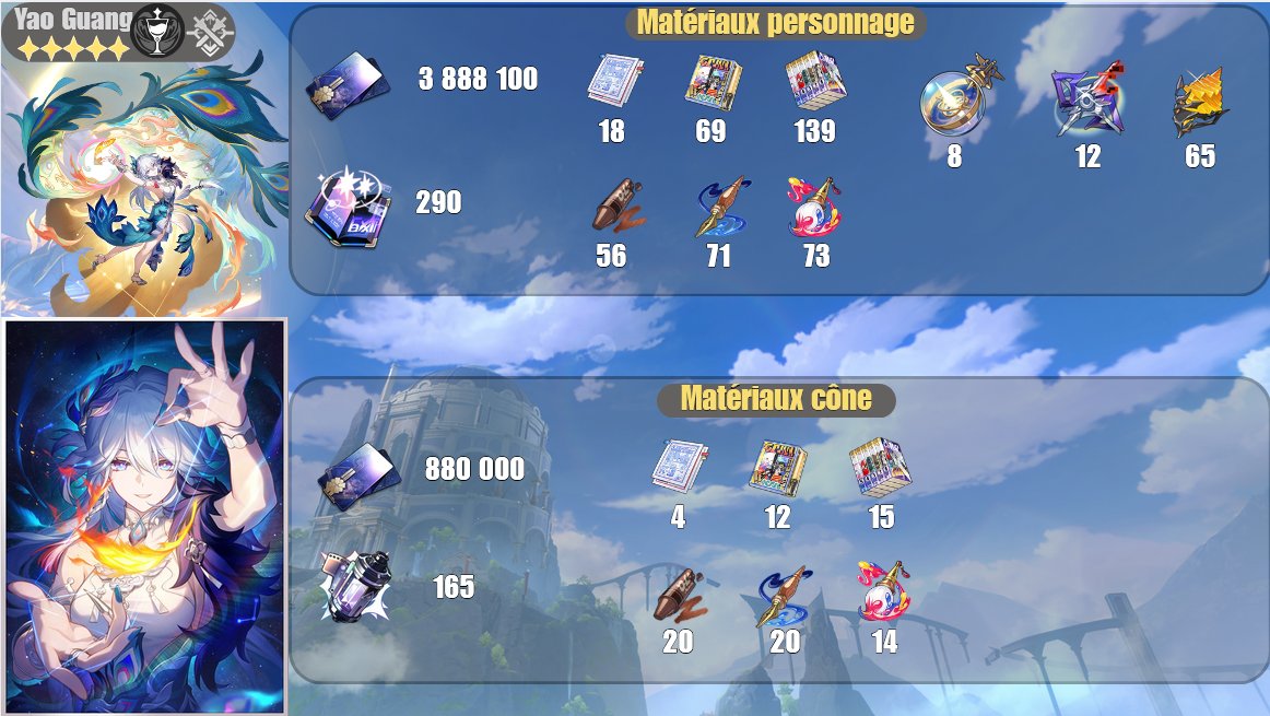HSRLeakFR's tweet photo. #leak du kits et matériaux de #yaoguang  (V1) https://t.co/lZnttq5UPd