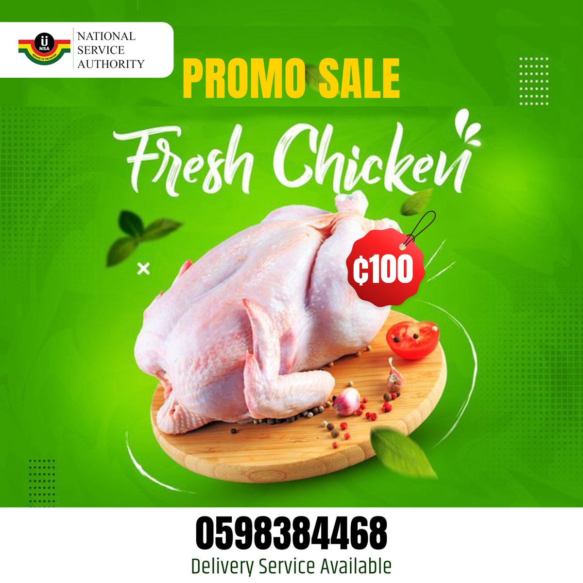 🔥 NEW PRICE ALERT! 🔥
Fresh, healthy farm chicken now available at a new affordable price 🐔
Perfect for soups, stews, grilling, and events.

🚚 Fast delivery available
📦 Bulk orders welcome
📞 Order now: [0598384468]