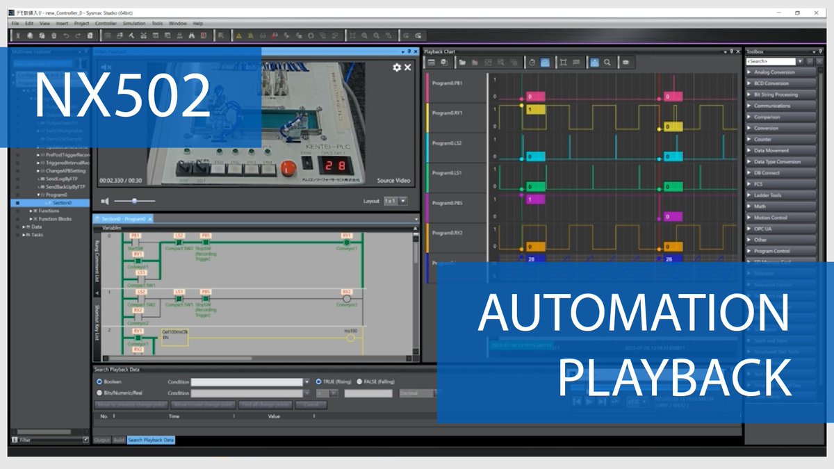 OmronAutomation's tweet photo. #OMRON's Automation Playback event capture software enables swift identification of any #automation errors, minimizing downtime and production disruptions—which is beneficial for a number of industries! Find out more: https://t.co/gLBL6QawQu #sysmac #automationplatform https://t.co/AWrwuEgcXs