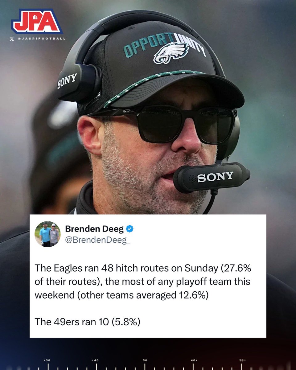 jasrifootball's tweet image. The Eagles were spamming hitch routes in the wild card round 😂

(H/T: @BrendenDeeg_)