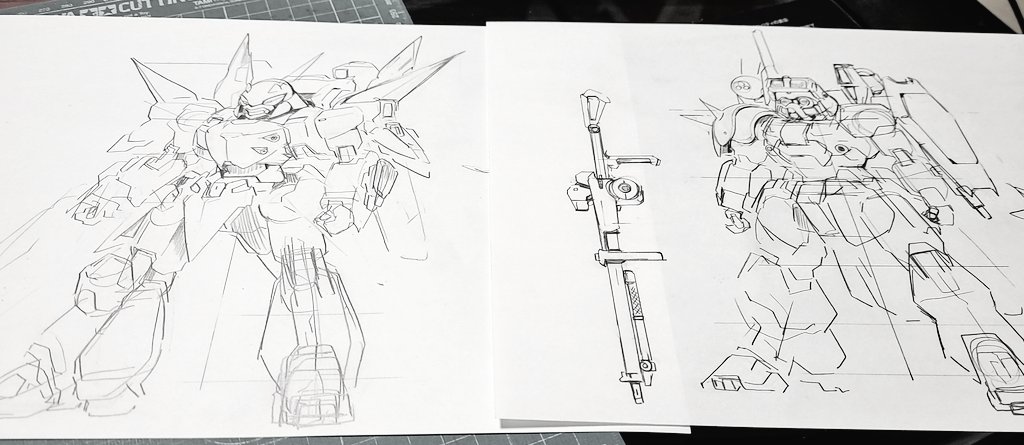 普段あんまり描かない系統のMSを描いている 