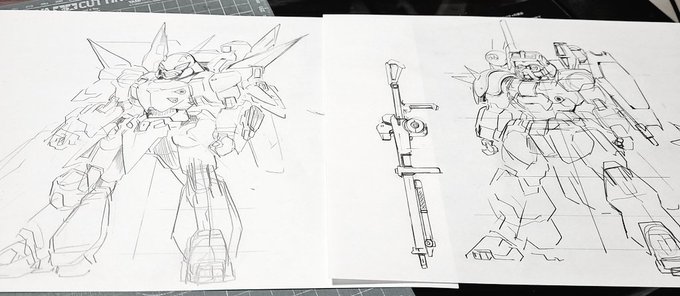 普段あんまり描かない系統のMSを描いている 