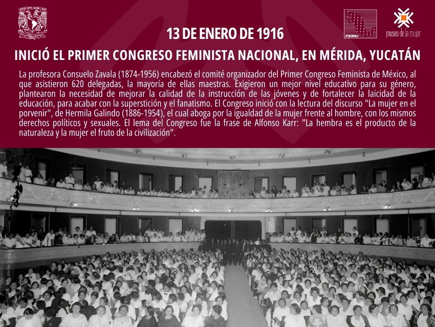 museodelamujer's tweet photo. En las #efeméridesdehoy conmemoramos el legado del Primer Congreso Feminista en México y reconocemos a tres mexicanas: una de las mejores cuentistas del siglo XX, la primera mujer en obtener el grado de doctora en matemáticas, y una reconocida historiadora.

#MuseodelaMujer https://t.co/RisHyLgAyN