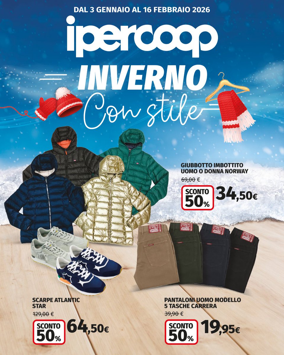 Saldi in tutti gli Ipercoop 💥
Ti aspettiamo con sconti fino al 50% per un inverno con stile!

📍 novacoop.it/punti-vendita