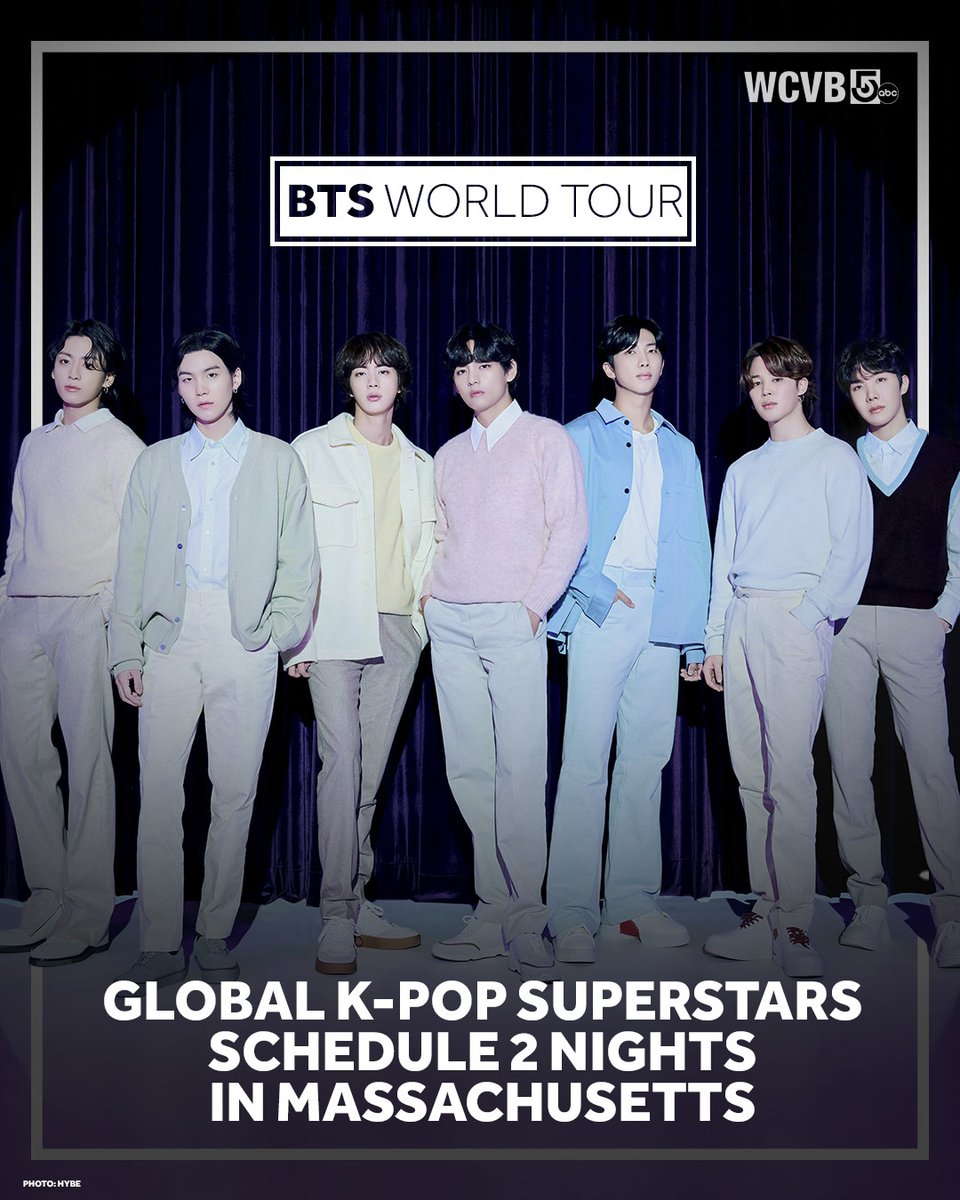 WCVB's tweet image. #BTS just announced a world tour, including two consecutive nights at Gillette Stadium in Foxborough, #Massachusetts. Here's what we know so far: wcvb.com/article/bts-to…