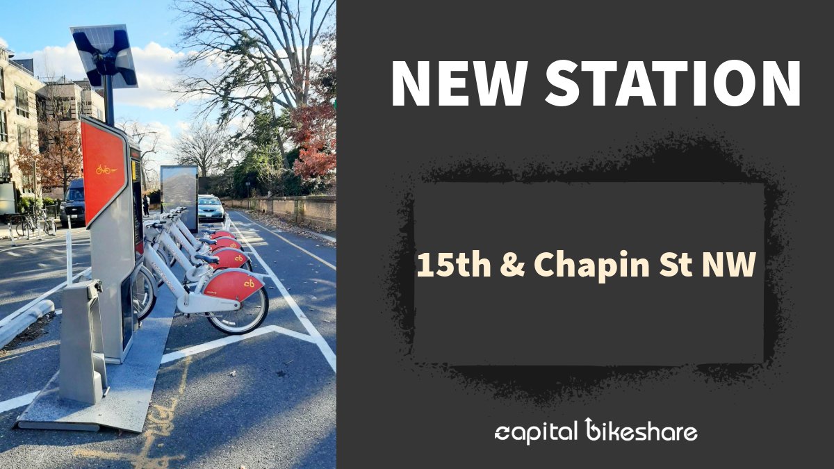 bikeshare's tweet image. 🚨 NEW STATION ALERT 🚨

Our newest station is now open! You can find it at 15th &amp;amp; Chapin St NW. Head over there to grab a classic bike or an ebike and start your ride! 🆕🚲