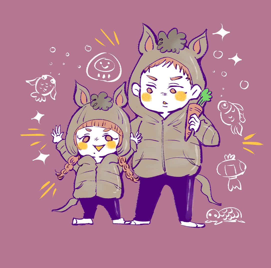 毎年1月に息子と娘のイラストを描いていたので今年も描きました🐎