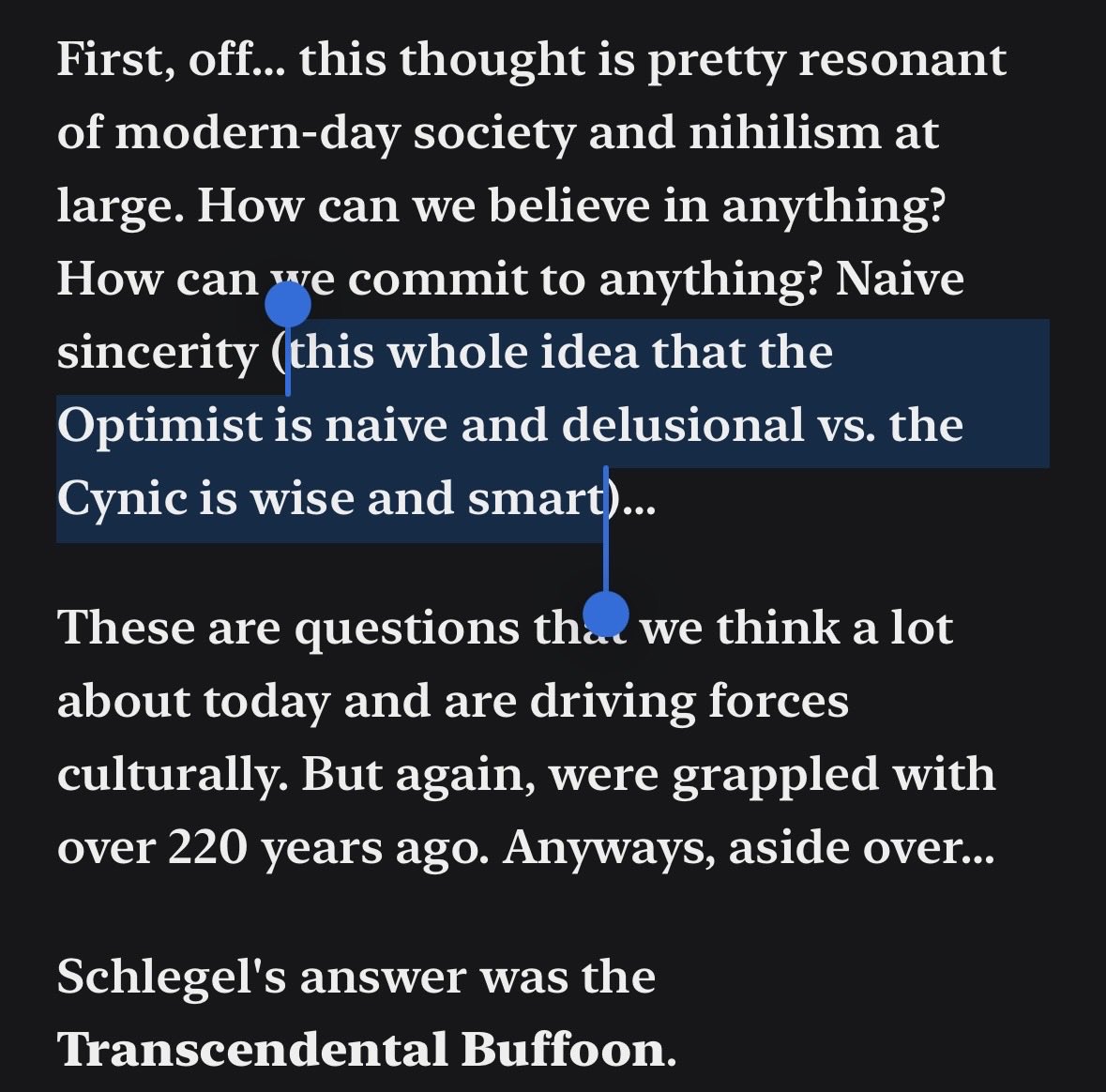 transcendental buffoon mode