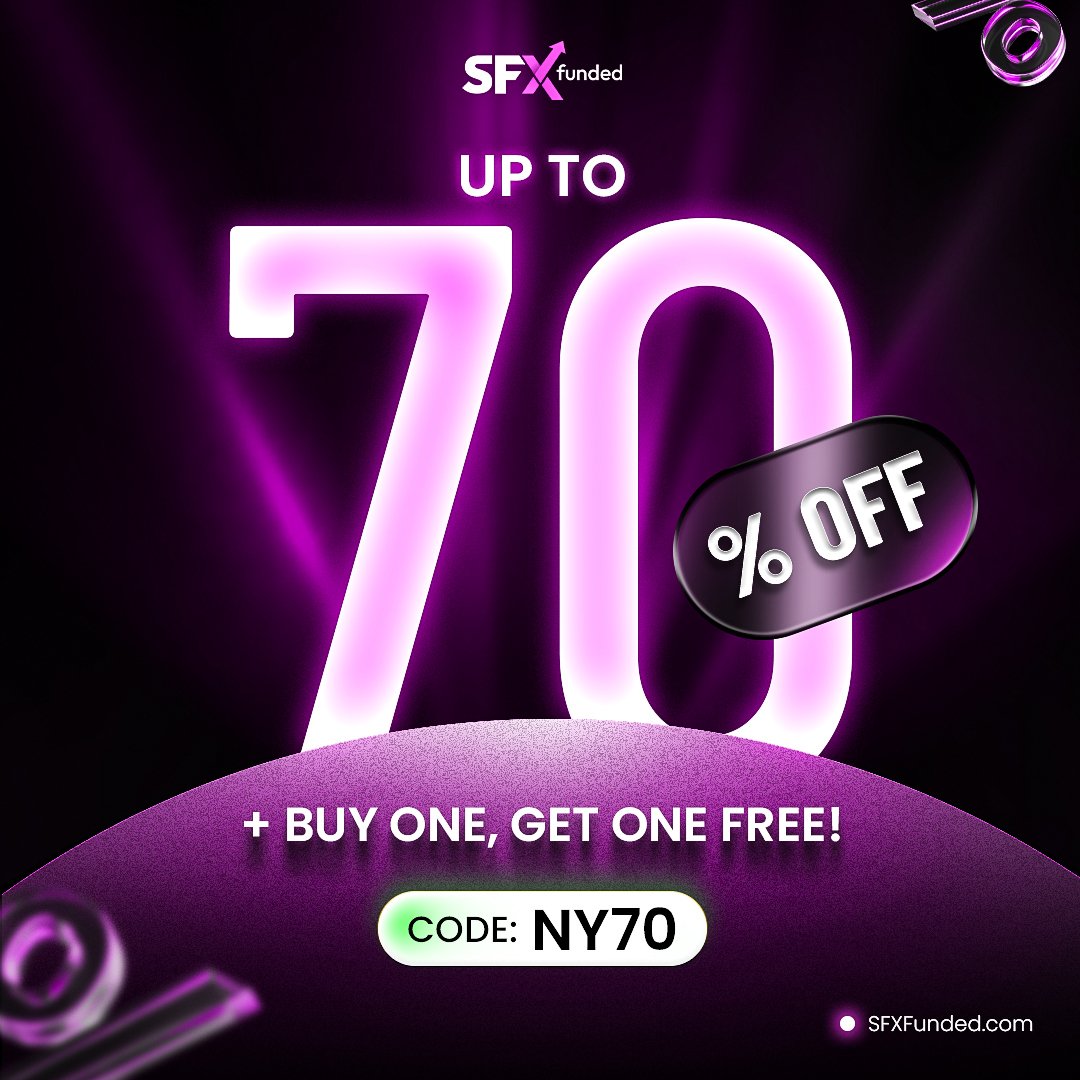 sfxfundedcom's tweet image. 70% OFF + GET A FREE ACCOUNT for a limited time ⏳

💜 Get up to 70% OFF accounts
💜 Buy 1 Get 1 Free

Use code: NY70

Claim now at 👉 sfxfunded.com