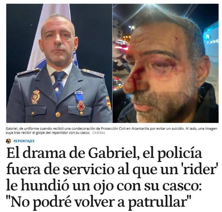 🫡19 años de servicio.

🔥Una agresión. Un ojo destrozado. Un policía que no volverá a patrullar. Una carrera truncada.

🔇Mientras el #gobierno y el #psoe votan NO a la profesión de riesgo. El silencio institucional ya no nos sorprende. 

🗣️Nosotros seguiremos alzando la voz y