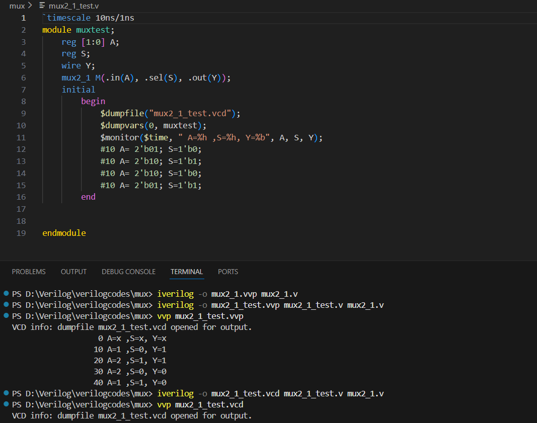 DevkotaL22's tweet photo. Built a 2:1 multiplexer using gate-level Verilog modeling. Simple yet fundamental  selecting between two inputs with basic logic gates.  Every complex chip starts with mastering these building blocks!
#NativesPlug #LearnInPublic #LOCUS2026 #15DayChallenge #NepalTech #LearnAndWin https://t.co/9HjVOzTd7O