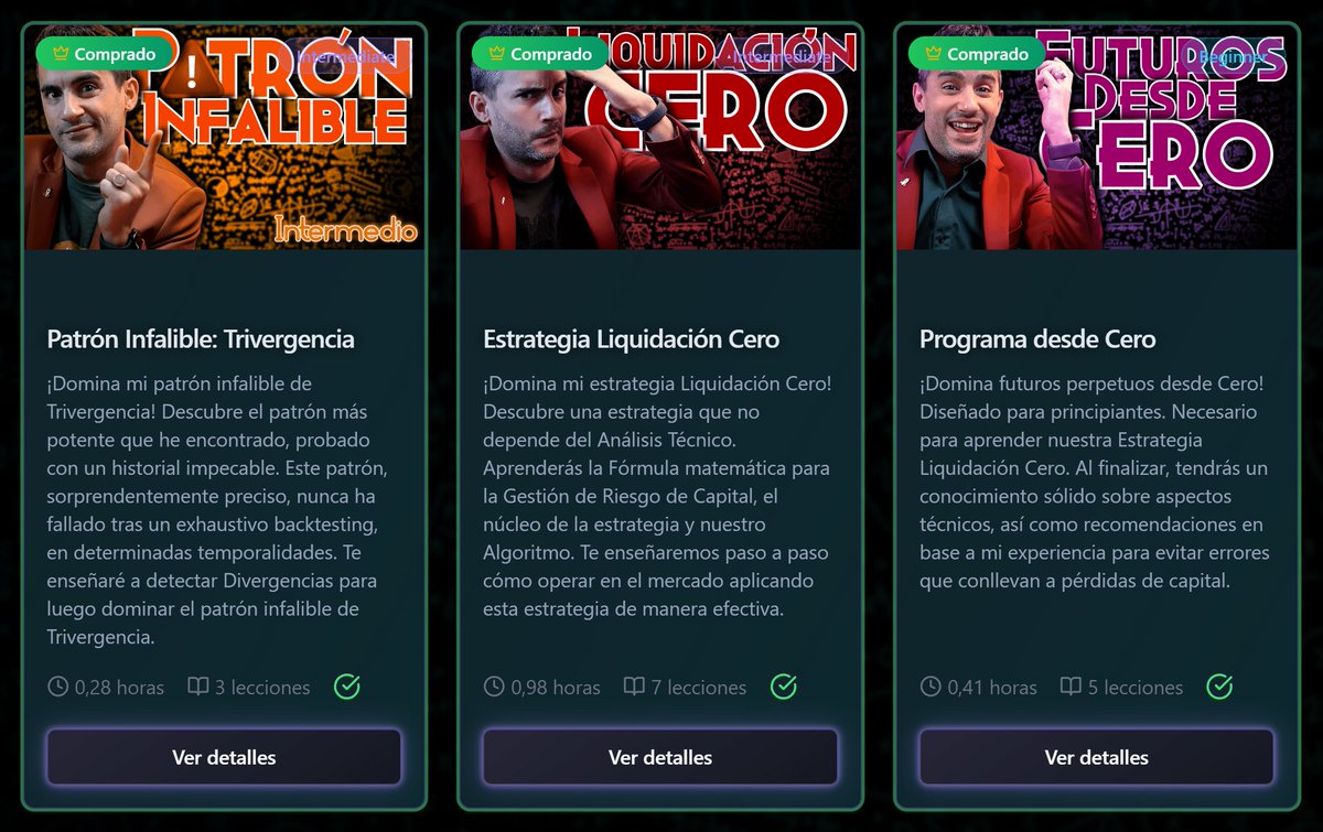 Disponible en mi Academia todo el conocimiento adquirido a lo largo de 9 años
🔸 Estrategia Liquidación Cero de Futuros a Mayor Apalancamiento, Menor Riesgo
🔸 No depende del Análisis Técnico
🔸 Pronto Máster nuevo,  mi Estrategia de Trading Balanceo
🔍 Enlace en mi perfil
