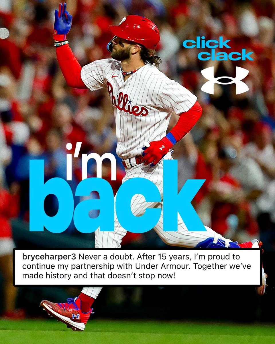 PhilsTailgate's tweet image. Bryce Harper is back with Under Armour.