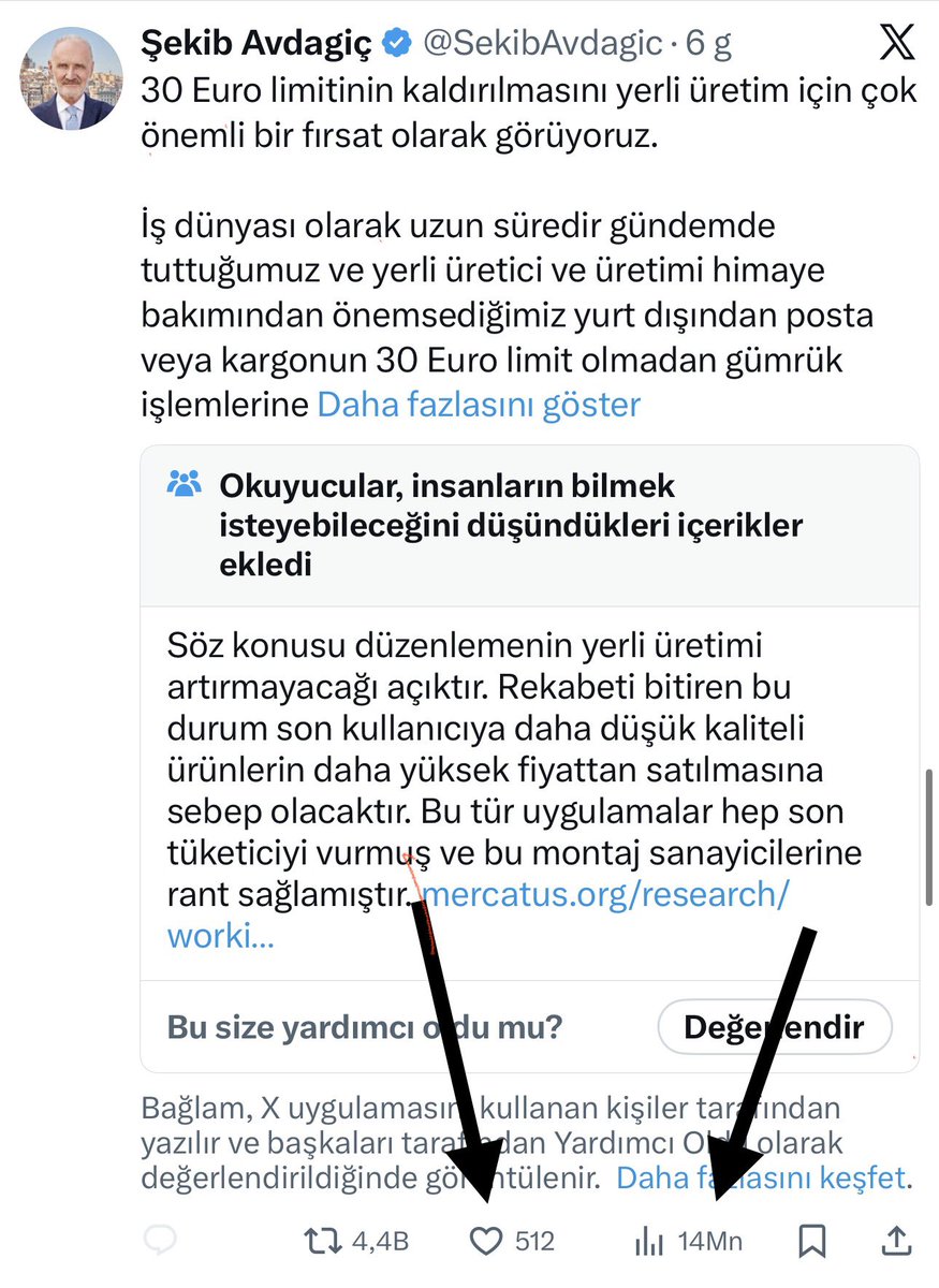 14 Milyon gösterim aldın zor bela 500 ithalatçı beğendi. Millet ne kadar tepkili anlamışsınızdır umarım. 

♥️ Şuna milletin desteklediğini iliklerine kadar hissettirin  bakayım