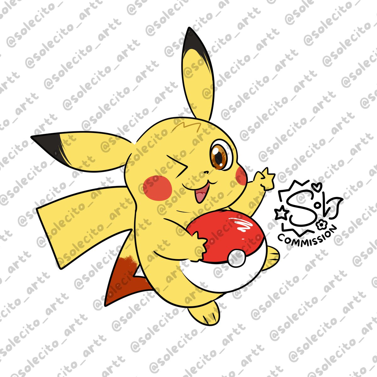 [COMMISSION] 
No sabía cómo le quedarían las pupilas y el ojo blanco a pikachu pero creo que ha quedado original🧡🌻#pikachu #pokemonfanart #Pokemon