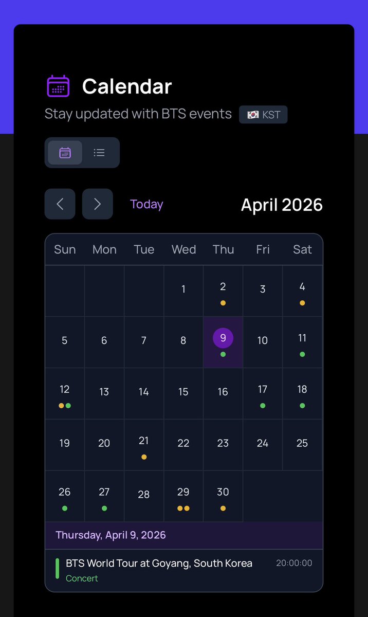 b_cdapp's tweet image. BTS World Tour dates have been added to the calendar for you to put in your countdowns 🎫

b-cd.app/calendar