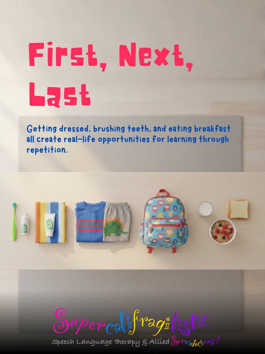 SuperTherapy's tweet photo. Morning routines are perfect for practicing sequencing!
Try first, next, last during everyday tasks. ☀️🧠
#speechtherapy #sequencingskills https://t.co/JcyIVsJiZN