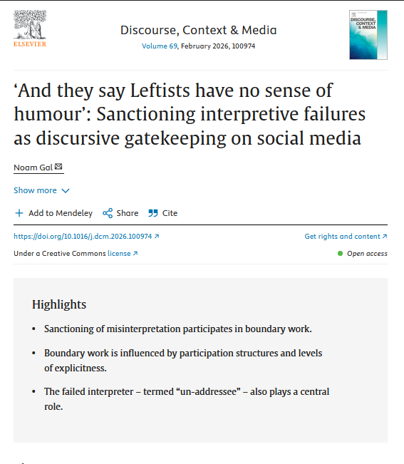 Discourse, Context and Media tweet media