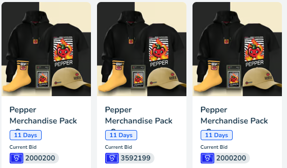 Piottmen's tweet image. 🧢🔥 $Pepper  Merch Pack w akcji!
Na @socios  trwa licytacja limitowanego Pepper Merchandise Pack 👀
Aktualna oferta to ponad 2 000 000 Reward Points.
#ChilizChain 🌶️