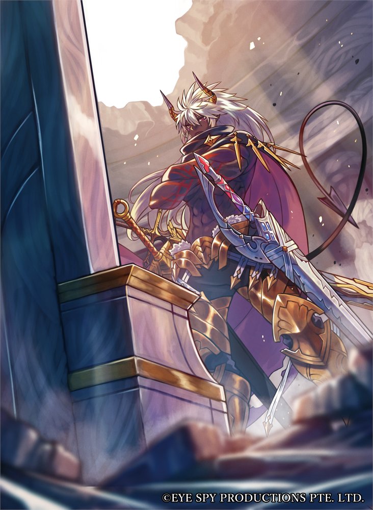 遅ればせながらのご報告になりますが、
昨年12月19日に海外で発売されましたForce of Willの新弾
「Evil Cluster 2nd Booster Pack "Journey to Ravidra"」に収録されている
「Gilgamesh, Swordsman of the Twelve Swords」と「Nomadic Swordsman King, Gilgamesh」の2枚のカードイラスト、