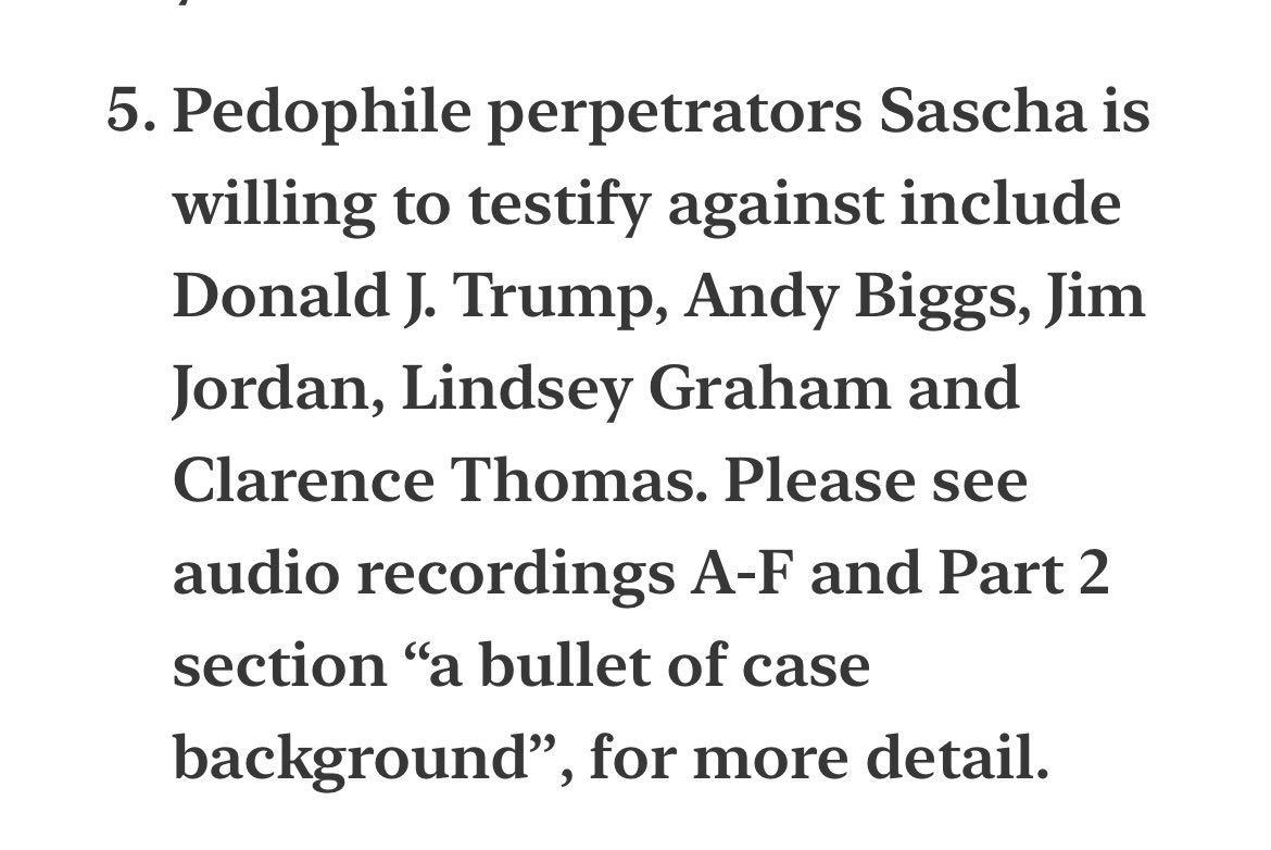 <a href="/SenWhitehouse/">Sheldon Whitehouse</a> <a href="/SenJeffMerkley/">Senator Jeff Merkley</a> Sascha Riley is a male Epstein victim. Trafficked by his pilot father that flew for Epstein. Several hours of interviews are on Substack. He is credible. The FBI has a snuff film he was in as a child. He has receipts. In 1980’s these men were not politicians yet. #SaschaRiley