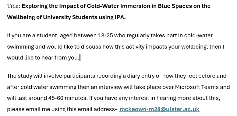 UlsterUniPsych's tweet photo. Volunteers needed #coldwater #coldwaterswim https://t.co/UVPFTvstNW