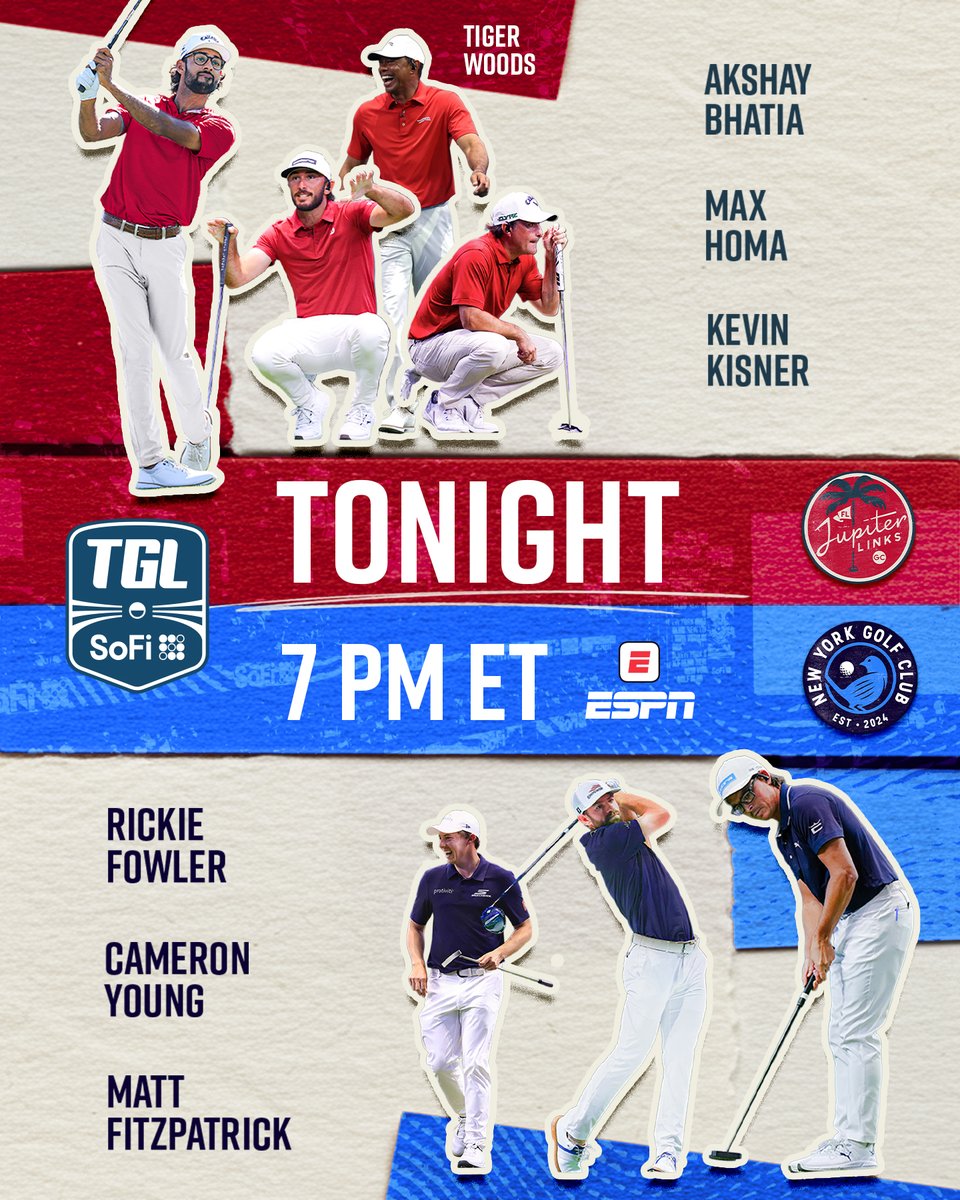 TGL's tweet image. 🚨 MATCH DAY 🚨

📋 @JupiterLinksGC vs @nygolfclub 
⏰ 7pm ET
📺 ESPN

See you out there.