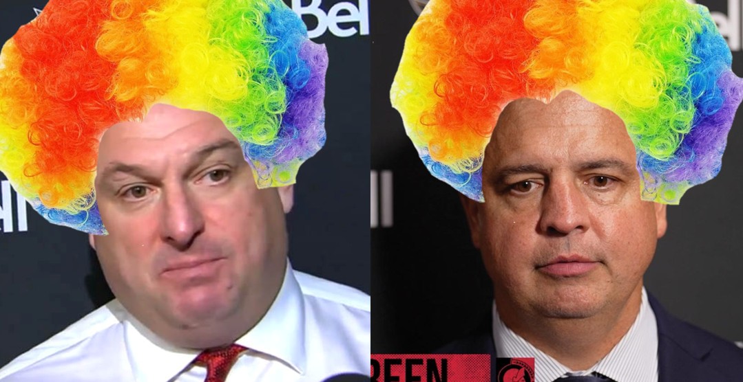Laepus's tweet photo. @ComingInHotSens 🤣🤣🤣🤣🤣 This guy is really absolutely insane. They are 2-7 in last 9 games and they really think they play good hockey? 🤣🤣🤣 Where is the Best in Class? Where is the accountability? Master of bullshit excuses. We just changed one clown by another one! #FireGreen https://t.co/QezCK2TlVv