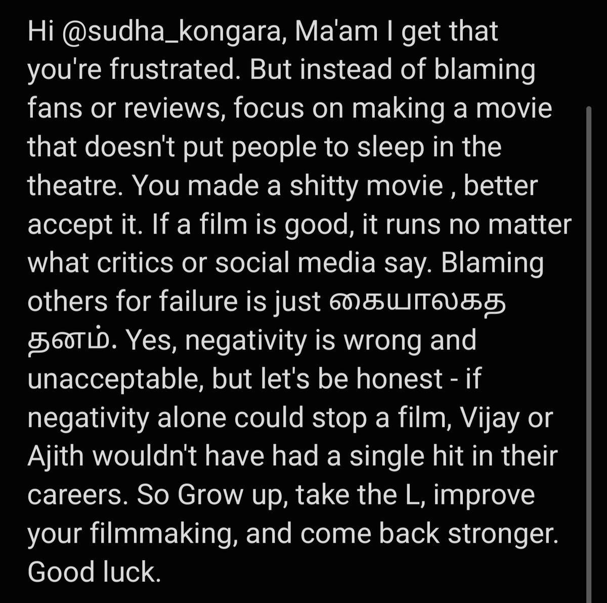 i_StylePaandi's tweet image. Hi @Sudha_Kongara Ma'am.. Stay strong.  💔
#Parasakthi 
#ParasakthiDisaster